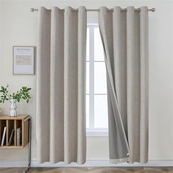 Blackout Curtains for Bedroom, Black Out Curtains 84 Inch Length 2 Panels Set - Picture 7 of 7